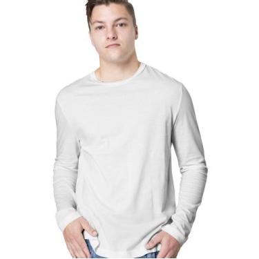 Imagem de Camiseta de Manga Longa Lisa Algodão Premium Branca - Shimai, P