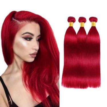 Imagem de Pacotes de cabelo DiexRlamx Wine Red Straight Brazilian 3x40cm