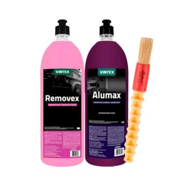 Imagem de Kit Alumax Limpa Alumínio e Removex Limpador De Motor Graxa 1,5l Vintex Vonixx + Pincel Roma Unitário