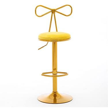 Imagem de Cadeira de bar, cadeira de bar, dourada, giratória, elevatória, criativa, mobiliário doméstico, leve, banco alto de luxo, com encosto em forma de nó de metal, bancos de bar ajustáveis (cor: B)