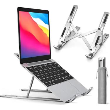 Imagem de Suporte De Notebook De Alumínio Ajustável Para Notebook De 6 Ângulos Ajustável De Alumínio Dobrável E Ergonômico Para Desktop Compatível Com Macbook, Ipad, Hp, Dell, Lenovo 10-17 Polegadas