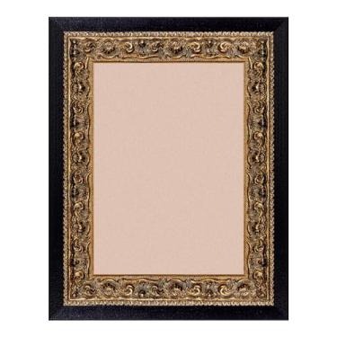 Imagem de Moldura A4 preta e dourada: molduras de madeira para 20 x 28 x 28 cm, tela vertical/horizontal, moldura para pendurar na parede A4 com vidro e parte traseira