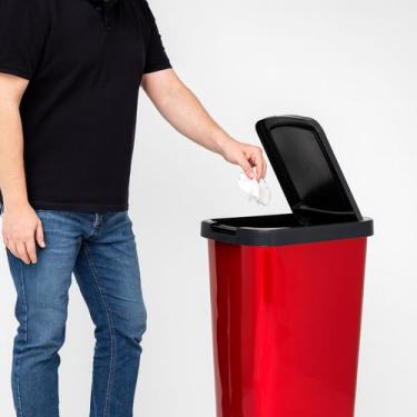 Imagem de Lixeira Plástico Metalizada 09Litros Tampa Click - ARQPLAST, Vermelho