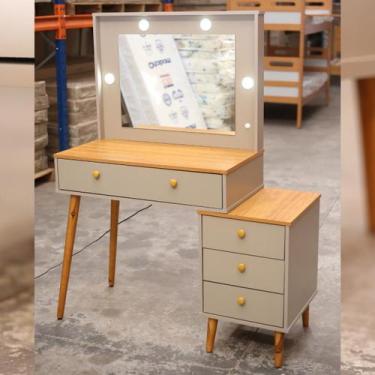 Imagem de Penteadeira Camarim com Espelho Led Gavetas Incluso Banqueta Para Maqu