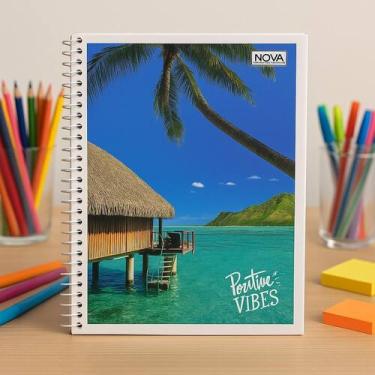 Imagem de Pacote 10 Caderno 1/4 Pequeno Espiral Capa Flexível 96Folhas - Nova mi