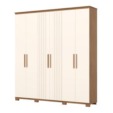 Imagem de Guarda Roupa Ávila 6 Portas Ripados/Soft  Nature/Off White
