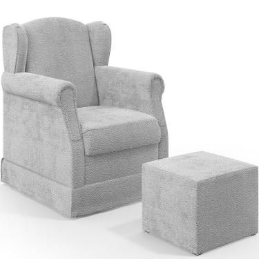 Imagem de Poltrona De Amamentação Com Balanço E Puff Elisa P02 Bouclê Cinza - Lyam Decor