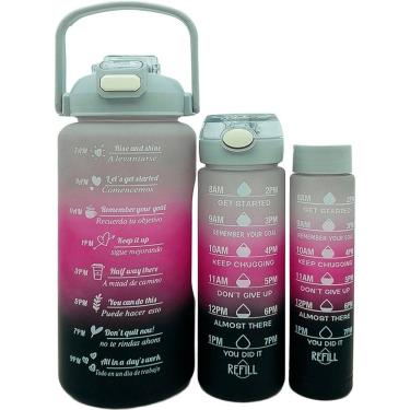 Imagem de Garrafas Água Frases Treino Academia Kit 3pçs 2L 900ml 300ml