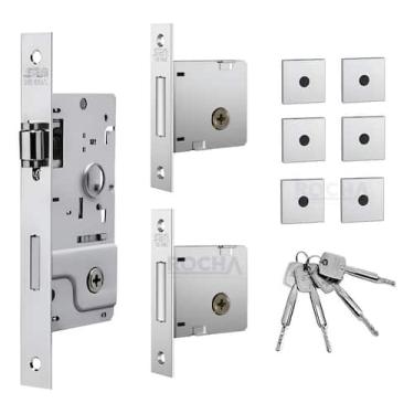 Imagem de Kit Fechadura Rolete 800 Tetra Pivotante Quadrada Stam Inox