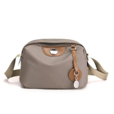 Imagem de Bolsa transversal de grande capacidade, bolsas casuais de nylon (cáqui)