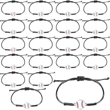 Imagem de 20 pulseiras esportivas ajustáveis, pulseiras de lembrancinhas de festa esportivas, berloque, bola de tênis, basquete, futebol, beisebol, para presentes