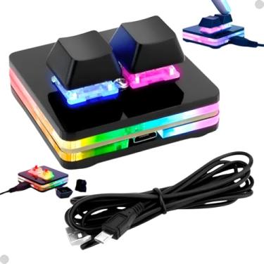 Imagem de Mini Teclado Gamer Mecânico RGB 2 Teclas Programáveis com Switch Red | Iluminação Personalizável | Plug & Play USB | Alta Precisão e Agilidade Para Jogos, Macros e Produtividade – Preto ABNT2