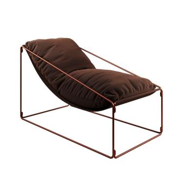 Imagem de Espreguiçadeira Industrial Arpoador Com Almofada Cobre E Marrom - Cor: Marrom