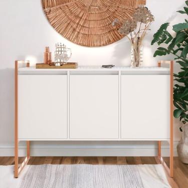 Imagem de Buffet Aparador 3 Portas Sydney Branco Cobre Branco Cobre