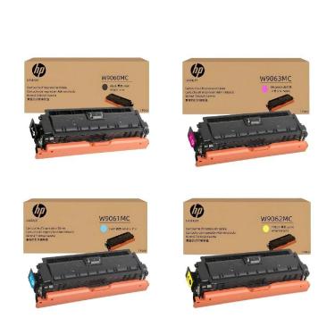 Imagem de Kit 4 Toners Hp W9060mc Original W9061mc W9062mc W9063mc Cmyk E55040 55040 E57540 57540