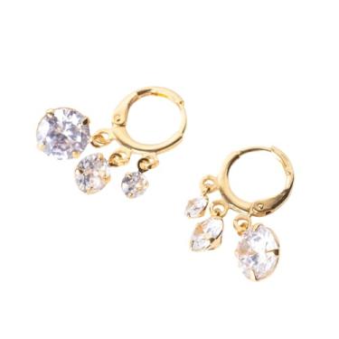 Imagem de Brinco Argola Fecho Click Pontos de Luz em Zircônia Cristal Semijoia Folheada a Ouro 18k