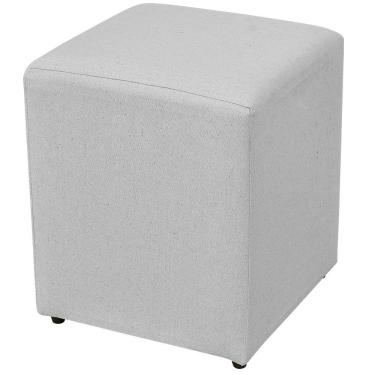 Imagem de Puff Quadrado Decorativo L02 Sala de Estar Linho Cinza - Lyam Decor