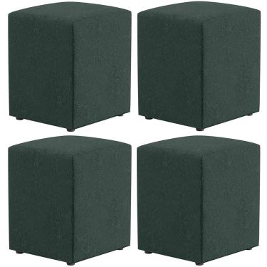 Imagem de Kit 04 Puffs Quadrado L02 Decorativo Linho Verde - Lyam Decor