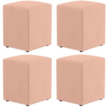 Imagem de Kit 04 Puffs Quadrado L02 Decorativo Linho Rosê - Lyam Decor