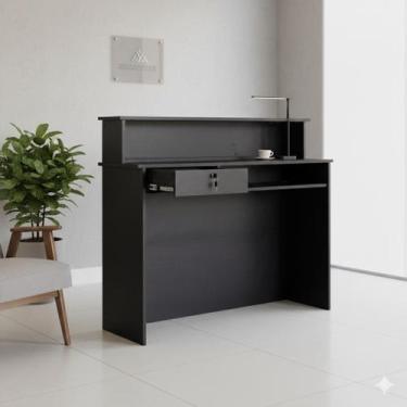 Imagem de Balcão Caixa 1,215m Recepção Atendimento Loja Comércio Escritório Pret