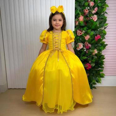 Imagem de Fantasia Infantil Princesa Bela E A Fera Festas Luxo Longa, P