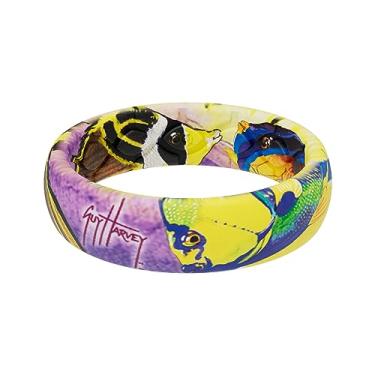 Imagem de Groove Life Guy Harvey Anel de silicone – Anéis de casamento de borracha respirável para homens e mulheres, cobertura vitalícia, design exclusivo, anel de ajuste confortável, 4, Silicone, Sem pedra preciosa