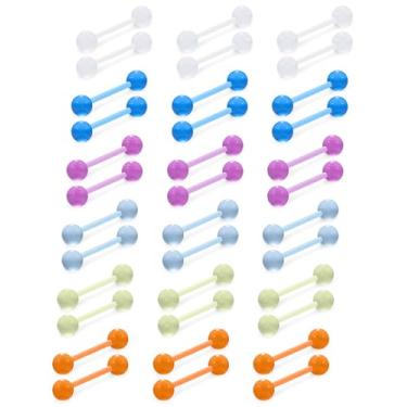 Imagem de Xnsjeyy 14G Bioflex Bioflex Acrílico Flexível Acrílico Língua Piercing Retentor de Joias Calibre 14 Calibre Plástico Liso Língua Piercing de Mamilo Joias para Mulheres Homens Barra 14 MM