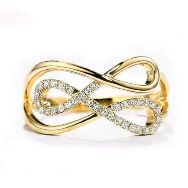 Imagem de Anéis de noivado de zircônia cúbica branca banhada a ouro, alianças de noivado de casamento, alianças de compromisso, festas noturnas, presentes de dia dos namorados, alianças de eternidade para