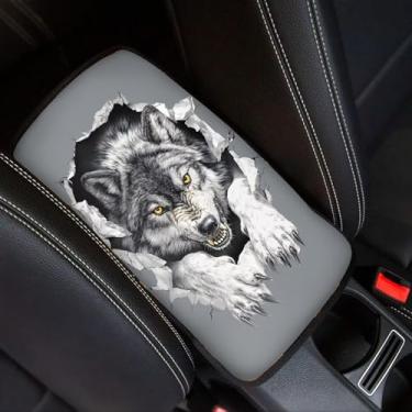 Imagem de Horeset Capa de apoio de braço Wolf Car Auto Center Console Pad Acessórios interiores, ajuste universal/fácil de instalar