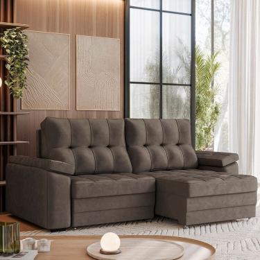 Imagem de Sofá Retrátil e Reclinável 3 Lugares 210cm Danlí Espresso Móveis Marrom Escuro