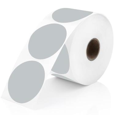 Imagem de Perco Etiquetas adesivas térmicas de círculo redondo cinza de 5 cm - 735 etiquetas por rolo, compatível com impressora térmica direta, adesivo permanente, cores vibrantes, fixação forte, perfurado