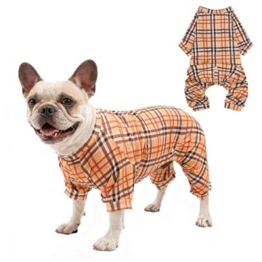 Imagem de SCENEREAL Pijamas para cães pequenos, médios e grandes, meninas, meninos, roupas xadrez clássicas para animais de estimação, casaco de inverno para filhotes, macacão macio para cachorros, pijamas para