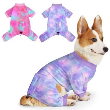 Imagem de Hedgeink Pacote com 2 pijamas para cães pequenos, roupas para cachorros, macacões para filhotes