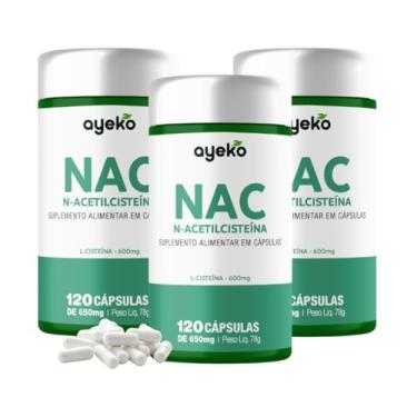 Imagem de 3X Nac N-acetilcisteína 600mg Alta Concentração Em 1 Capsula - 120 Capsulas Ayeko