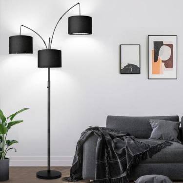 Imagem de Luminária de chão regulável Nintiue 203 cm 3-LED Black Shades