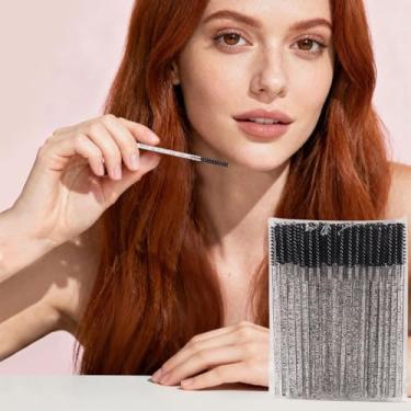 Imagem de Mini bastão de rímel descartável, 50 peças, micro pincel de cílios, aplicadores de pincel de maquiagem para sobrancelhas