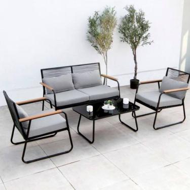 Imagem de Conjunto Sala De Estar 4 Pecas Sofa Duplo Solteiro E Mesa