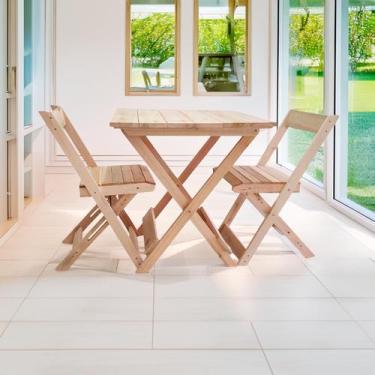 Imagem de Conjunto de Mesa para bar com 2 Cadeiras Dobráveis Ismalu, Natural