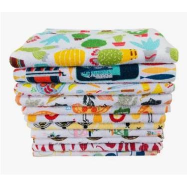 Imagem de Kit com 6 - Pano De Prato Atoalhado - Felpudo - Copa - Cozinha - 55x35