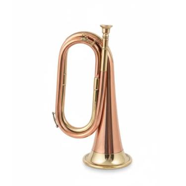 Imagem de ARTIZANSTORE Corneta de cobre sólido | Corneta de latão em chave de C | Chifre de cavalaria militar dos EUA | Instrumento histórico de reconstituição | 428 g | 32 x 20 x 12 cm | Presente para adultos