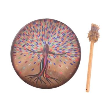 Imagem de harayaa Tambor Xamânico: Instrumento Musical Decorativo, Ferramenta de Prática, Acessório e Leve para Festivais. Toque Tambor Xamânico com Baquetas, Deusa Da Vida
