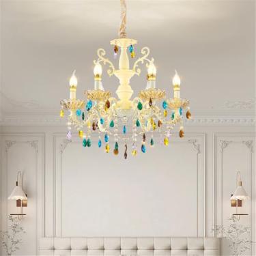 Imagem de Lustre de cristal de luxo europeu com LED, estilo americano, para sala de estar, restaurante, quarto, villa, hotel, duplex, luminária pendente (F 6 lâmpadas)