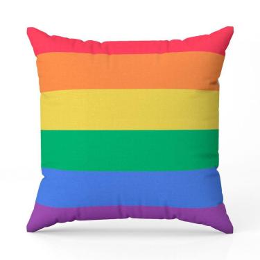 Imagem de Almofada Avulsa Cheia Estampada Bandeiras Lgbt Cores 45cm X 45cm Com Refil Cor Lgbt