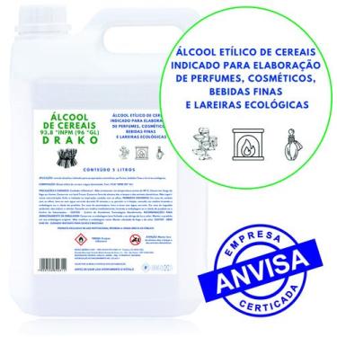 Imagem de Álcool de Cereais 96 Bidestilado 5L Drako Para Perfumes Bebidas Finas 