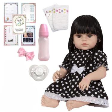 Imagem de Bebe Reborn Realista Menina Vestido Preto Pode Dar Banho - Cegonha Reb