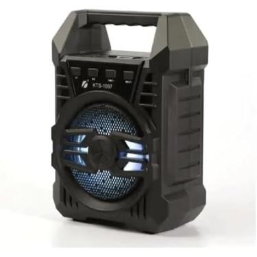 Imagem de Caixa de Som Bluetooth Amplificada KTS-1097 5W Portátil com USB, Rádio FM, TF, TWS, Entrada Mic, Preta – Som Potente p/Ambientes Internos e Externos