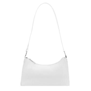 Imagem de Bolsas de mão de poliuretano patenteadas brilhantes bolsas elegantes para noite mini bolsa de ombro pequena HOBOS, Branco