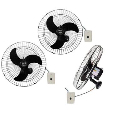 Imagem de Ventilador De Parede Vent New 60Cm Bivolt 200W Preto 3 Unid