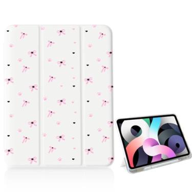 Imagem de Capa com laço de pata de gato para iPad Pro 12,9 polegadas (2022/2021/2020/2018) 6ª/5ª/4ª/3ª geração, [suporte para lápis + hibernar/despertar automático], capa protetora fina com três dobras com
