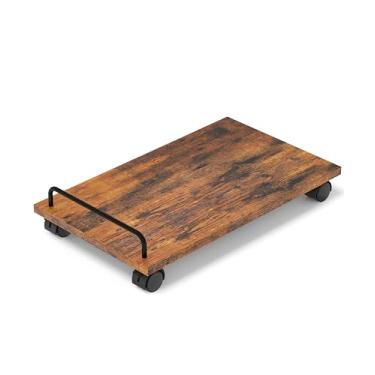 Imagem de Akxomel Suporte de PC para piso, suporte de torre de computador móvel de 35 cm P x 24 cm L com 4 rodas giratórias, suporte para CPU sob a mesa, carrinho de computador industrial para tapete, para